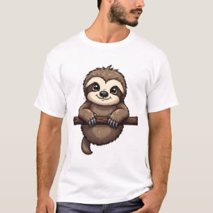 Graveer T-shirt met luiaard Vintage dierenkunst (2