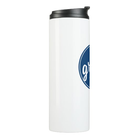 Gravel Fietsen Blauw Logo Thermosbeker (Gedraaid links)