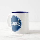 Gravel Fietsen Blauw Logo Tweekleurige Koffiemok (Voorkant links)