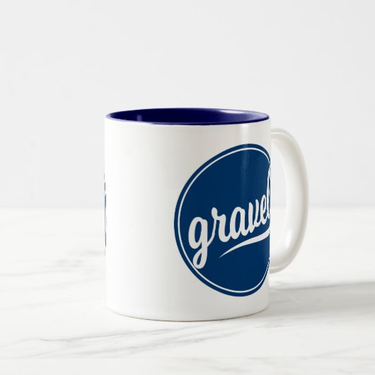 Gravel Fietsen Blauw Logo Tweekleurige Koffiemok (Voorkant rechts)