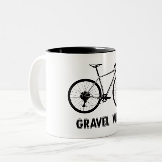 Gravel Vibes Fietsen Tweekleurige Koffiemok (Voorkant links)
