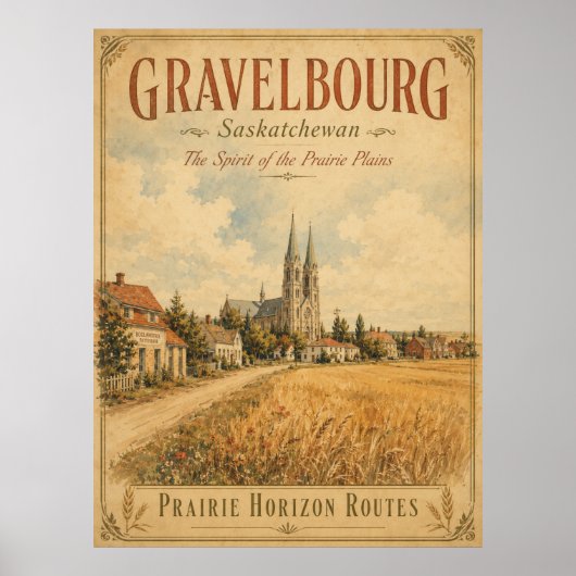 Gravelbourg Saskatchewan Vintage Reisposter Poster (Voorkant)
