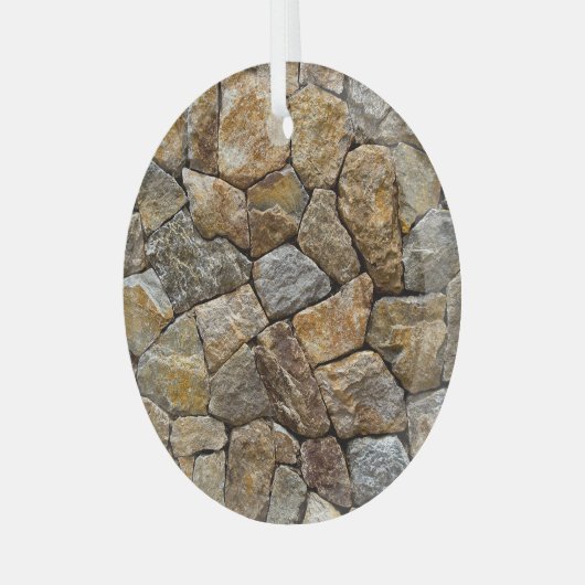 Gravelstenen muur: decoratief ontwerp glas ornament (Voorkant links)