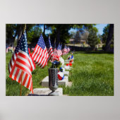 Graven gekleed met Memorial Day Flags Poster (Voorkant)