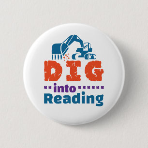 Graven in Reading Teacher Bibliotheek Ronde Button 5,7 Cm