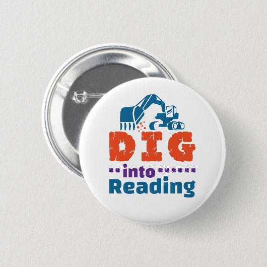 Graven in Reading Teacher Bibliotheek Ronde Button 5,7 Cm (Voorkant /achterkant)