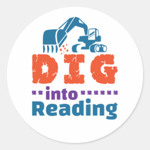Graven in Reading Teacher Bibliotheek Ronde Sticker