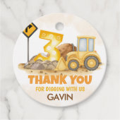 Graven IT Bouwwagen 3e Verjaardag Ronde Bedankjes Labels (Voorkant)