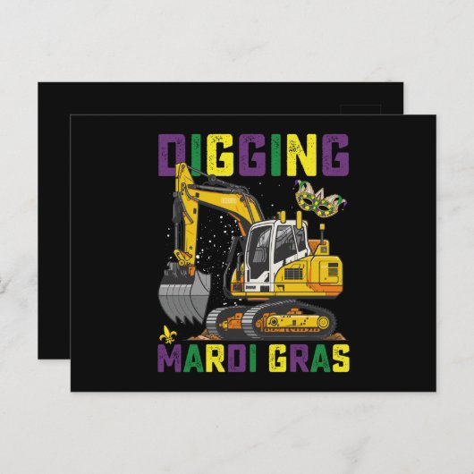 Graven Mardi Gras Graafmachine Bouw Carnaval Briefkaart (Voorkant / Achterkant)