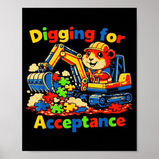 Graven naar acceptatie autisme bewustzijn schattig poster (Voorkant)
