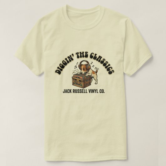 Graven naar de Klassiekers - Jack Russell Vinyl Co T-shirt (Design voorkant)