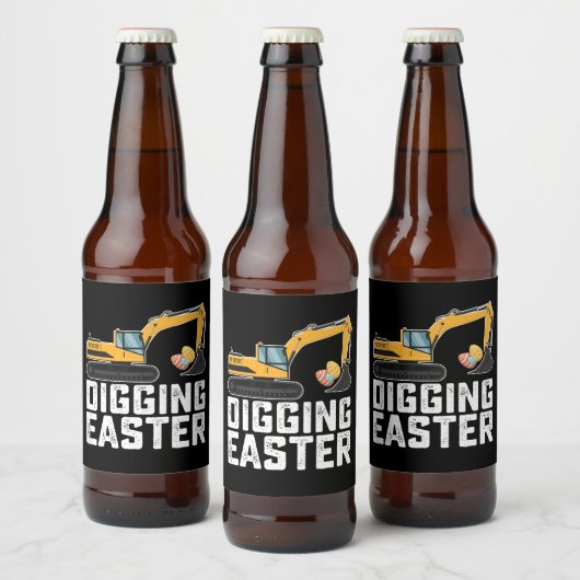graven paasgraafmachine eierjacht grappig bier etiket (Flessen)