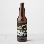 graven paasgraafmachine eierjacht grappig bier etiket (Voorkant)