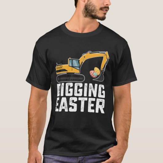Graven Pasen Graafmachine Eierjacht Grappig T-shirt (Voorkant)