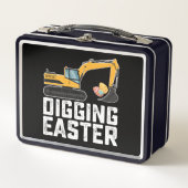 Graven Pasen Graafmachine Eierspelletje Grappig (Voorkant)