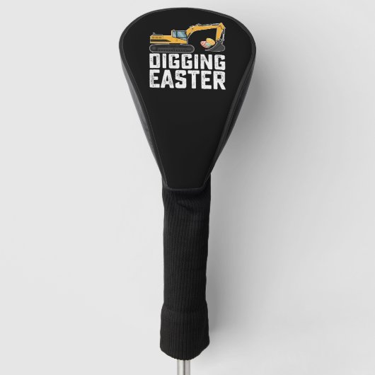 Graven Pasen Graafmachine Eierspelletje Grappig Golfheadcover (Voorkant)