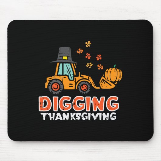 Graven Thanksgiving Graafmachine Vrachtwagen Herfs Muismat (Voorkant)