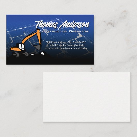 graven van bouwvoertuigen | Blauwdrukken Visitekaartje (Voorkant / Achterkant)