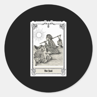 Graveren Tarot - De dwaas van Ronde Sticker