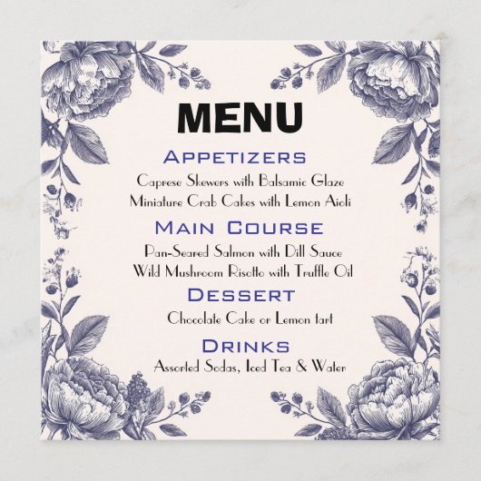  gravering Botanische bruiloft Menu (Voorkant)