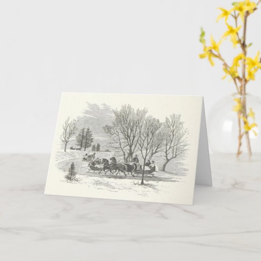  gravering van uit paarden getrokken hoezen kaart (Gele Bloem)