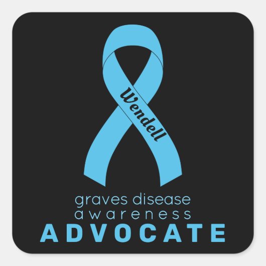 Graves Disease Advocate Black Square Sticker (Voorkant)