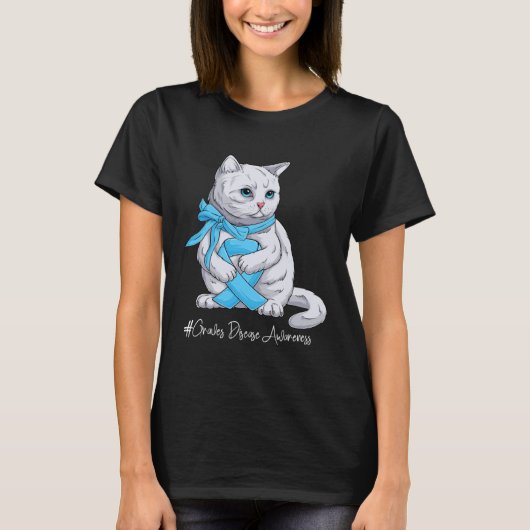 Graves Disease Awareness Month Light Blue Ribbon C T-shirt (Voorkant)