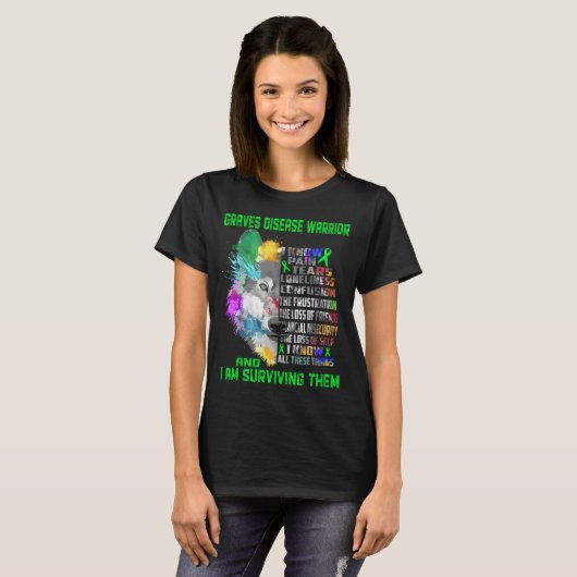 Graves Disease Awareness Ribbon Support Giften T-shirt (Voorkant volledig)