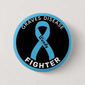 Graves Disease Fighter Ribbon Black Button (Voorkant)