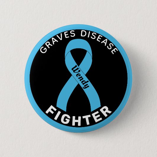Graves Disease Fighter Ribbon Black Button (Voorkant)