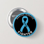 Graves Disease Fighter Ribbon Black Button (Voorkant /achterkant)