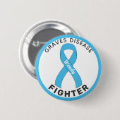 Graves Disease Fighter Ribbon White Button (Voorkant /achterkant)