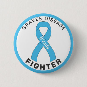 Graves Disease Fighter Ribbon White Button