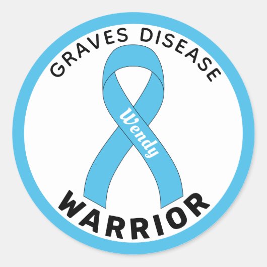 Graves Disease Warrior Ribbon White Round Sticker (Voorkant)