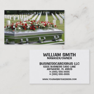 Graveside Service Zilveren Kist Visitekaartje