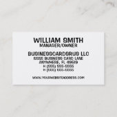 Graveside Service Zilveren Kist Visitekaartje (Achterkant)