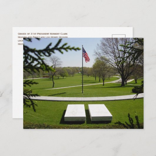 Gravesite, President Herbert en Lou Hoover, Iowa Briefkaart (Voorkant / Achterkant)
