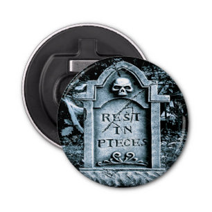 Gravestone Grave Halloween Button Flesopener