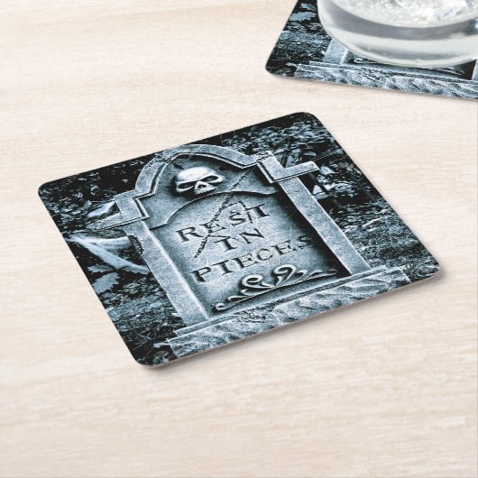 Gravestone Grave Halloween Kartonnen Onderzetters (Schuin)