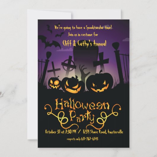 Graveyard Antics Halloween Invitation Kaart (Voorkant)