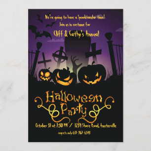 Graveyard Antics Halloween Invitation Kaart