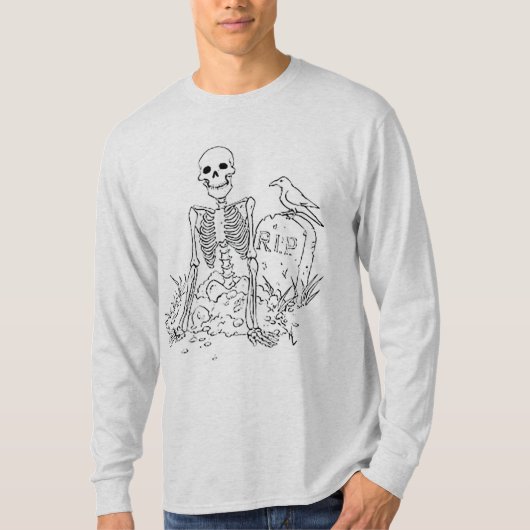 Graveyard Basic lange mouw Halloween T-shirt (Voorkant)