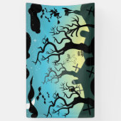 Graveyard black, aqua, yellow Halloween custom Spandoek (Verticaal)