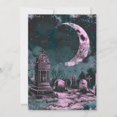 Graveyard Crosses Halloween Crescent Moon Party Kaart (Achterkant)