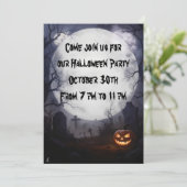 Graveyard en Volle Maan Halloween Party Kaart (Staand voorkant)