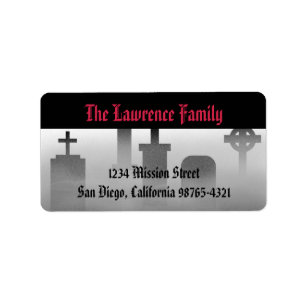 Graveyard fog creepy cemetera Halloween address Etiket
