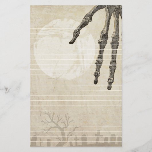 Graveyard Full Moon and Skeleton Hand Briefpapier (Voorkant)