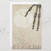 Graveyard Full Moon and Skeleton Hand Briefpapier (Voorkant / Achterkant)