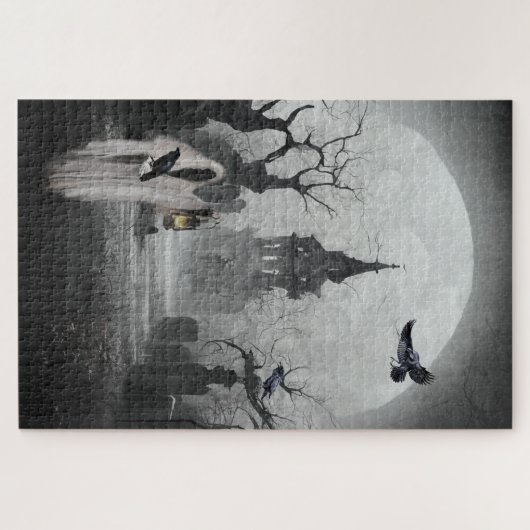 Graveyard, Gate Keeper en Full Moon Halloween Legpuzzel (Horizontaal)