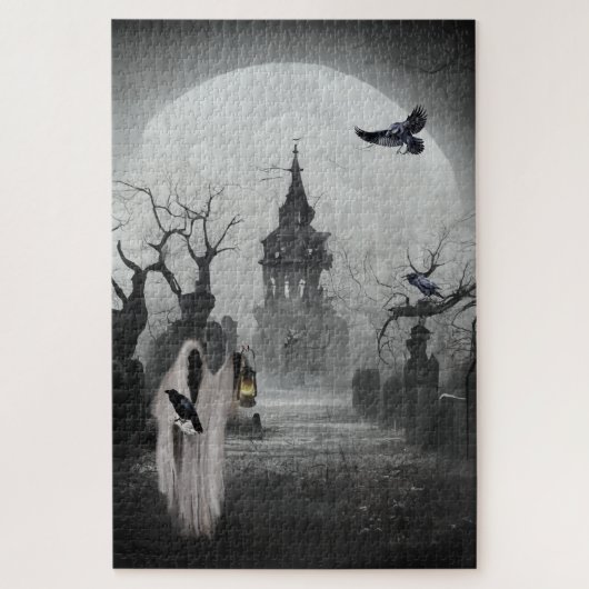Graveyard, Gate Keeper en Full Moon Halloween Legpuzzel (Verticaal)